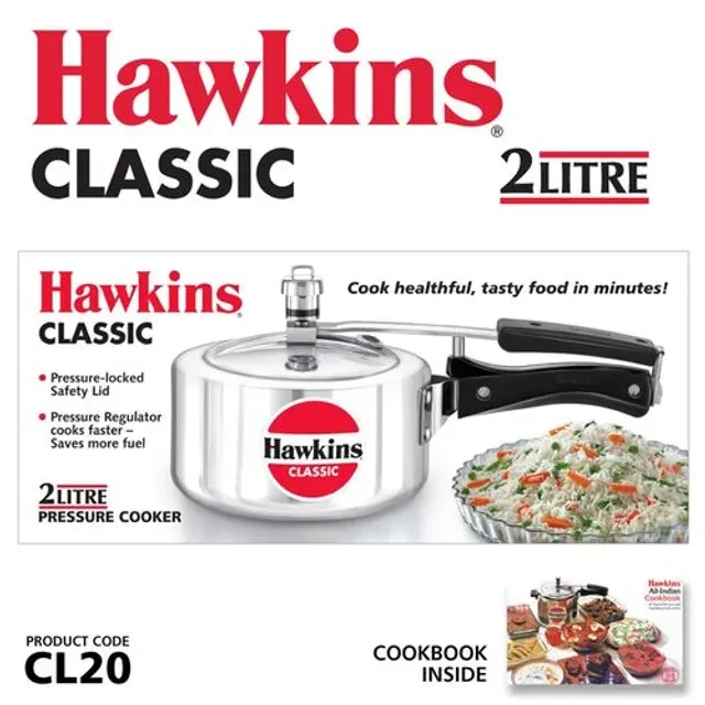 Hawkins Aluminium Inner Lid Pressure Cooker - Bakelite Handle, Silver, Classic, CL20, 2 l-5.webp